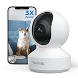 REOLINK 4K UHD Pan & Tilt Dual-Band Wi-Fi 6 Indoor Security Camera with 3X Optical Zoom, Auto-Tracking, People/Pet Detection, Crying Sound Detection, Privacy Mode, and Bluetooth Setup, E1 Zoom White