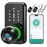 Smart Door Lock with Knob, LinkThai Keyless Entry Fingerprint Lock with Touchscreen Keypad, Electronic Knob Digital Lock for Front Door, Easy Installation
