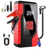 Car Jump Starter with Tire Inflator, 6000A Peak 12V Car Battery Booster, Emergency Kit with LED Light & Power Bank