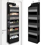 TYMENSH Black Over Door Organizer with 5 Large Clear Pockets and 6 Side Mesh Pockets, Anti-Tilt Hanging Door Storage for Closet, Bathroom, Nursery, Bedroom, Dorm, Toys, Cosmetics
