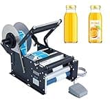 SENODON Electric Round Bottle Labeling Machine, with Foot Pedal - 30-40 pcs/min for Round Glass, Plastic, Metal Bottles (20-100mm Diameter) - Sticker Label Printer Packing Machine