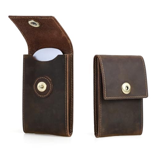 Hiram Handmade Leather Case for Magic Mouse Crazy Horse Leather Cover with Magnetic Snap Soft Oiled Finish 2mm Thick Protective Pouch for Wireless Mouse Travel Storage Pocket Fits 1st-4th Generation