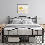 Blbeed Metal Queen Bed Frames, Noise-Free Design & Underbed Storage Heavy Duty Queen Size Bed Frames with Headboard No Box Spring Needed/Tool-Free Assembly