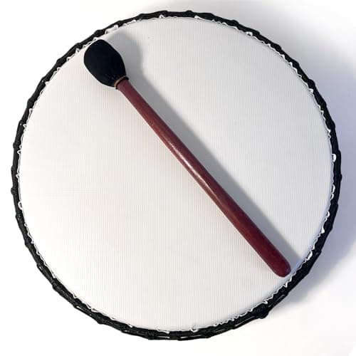 Large 40cm Shamanic Vegan Drum with wooden beater, Percussion Instrument with deep resonant tone