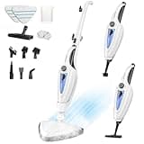 Aspiron 12-in-1 Steam Mop, Fast 15-Sec Heat-Up, 1500W Detachable Handheld Steam Cleaner with 2 Dirt Grip Pads, Removes 99.99% Stubborn Stains for Hardwood Floors, Windows, Tiles, Furniture, Black