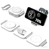 25W 3 in 1 Charging Station for Apple Multiple Devices, Foldable Magnetic Fast Wireless Charger Dock, Travel Charging Pad for iPhone 17 16 15 14 13 12 Pro Max Plus Apple Watch Series & AirPods