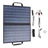 80W Foldable Solar Panel Kit Polycrystalline Silicon with Angle Adjust Meter, 2 USB, 1 Type C, 1 DC Port, Portable Solar Charger for Phone, Tablet, and Outdoor Use