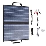 80W Foldable Solar Panel Kit Polycrystalline Silicon with Angle Adjust Meter, 2 USB, 1 Type C, 1 DC Port, Portable Solar Charger for Phone, Tablet, and Outdoor Use