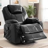 UOPYNE Power Lift Recliner Chair for Seniors with Massage and Heat, Adjustable 3 Position Backrest, Breathable Leather Sofa with USB Ports for Living Room Bedroom, Black