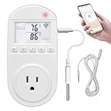 New Generation! Briidea Smart WiFi Temperature Control Outlet Compatible with Alexa Google Assistant, Perfect for Households Greenhouses Reptile Enclosures Incubators, 110V/16A
