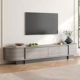 78.7'' Modern TV Stand for 55-85 Inch, Long Wooden TV Console with Drawers, Modern Entertainment Center with Large Storage, Curved Round Edge Media Cabinet for Living Room, Bedroom, (Grey)