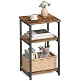 VASAGLE BARNET Collection - Side Table, Small End Table for Living Room, Modern Tall Nightstand, Bedroom, Office, Bathroom, Steel Frame, Rustic Brown and Ink Black ULET273B01