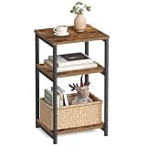 VASAGLE BARNET Collection - Side Table, Small End Table for Living Room, Modern Tall Nightstand, Bedroom, Office, Bathroom, Steel Frame, Rustic Brown and Ink Black ULET273B01