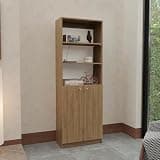 agnixnaf Bookcase 5 Tier 2-Door, Brown Bookshelves Storage, Modern, for HomeOffice