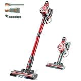 WLOTPO Vacuum Cleaners for Home,Cordless Vacuum Cleaner,Lightweight Stick Vacuum Cordless Rechargeable,Self-Standing Design,LED Touch Screen,Vacuum for Hardwood Floors,Carpet,Pet Hair(Dark Red)