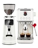 Tuni E2 Gen3 Espresso Machine with G3 100 Grinding Settings Flat Burr Coffee Grinder (Ivory) Combo Set