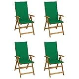 KNERPWD Solid Acacia Wood Patio Reclining Chairs 4 Pcs with Cushions, Adjustable Backrest Outdoor Armchairs with 5 Positions for Sunbathing and Lounging