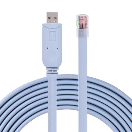 Phefop USB to RJ45 Console Cable, USB2.0 Male to RJ45 Male CAT5 Flat Serial Console Cord 1.8M Plug and Play for Network Router Switch