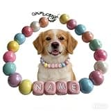 Personalized Silicone Beaded Dog Collar with Name, Custom Pet Jewellery Candy Colour Dog Necklace, Friendship Bracelet Gift for Dogs Cats Pet Lovers