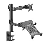 NYTFHMS Monitor Stand Dual Arm Laptop & Monitor Stand, Full Motion Height Adjustable Arms, Mount 11-15.6" Laptop and 10-27" Monitor, Hold Up to 22Lbs/Arm Tv Stands