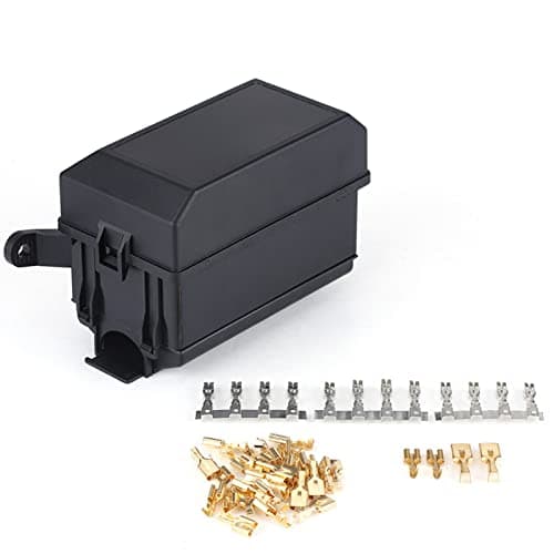 6 Way Relay Holder Box Socket, Universal Automotive and Relay Block with 41 Pins, Black ABS Metal Junction Box for Car SUV Off Road Pickup Truck