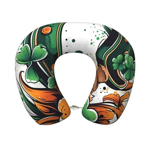XHMKGGYBZ Lucky Horseshoes Flowers Memory Foam Neck Pillow for Travel & Home - Soft Travel Pillow Airplane Car Support with Removable Washable Cover, Comfortable U-Shaped Travel Gifts