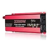 VTCMKAZYT 1600W-3000W Pure Sine Wave Power Inverter 12V/24V DC to 220V AC Car Plug Adapter Converter Multi-Protection and LED(2200W)