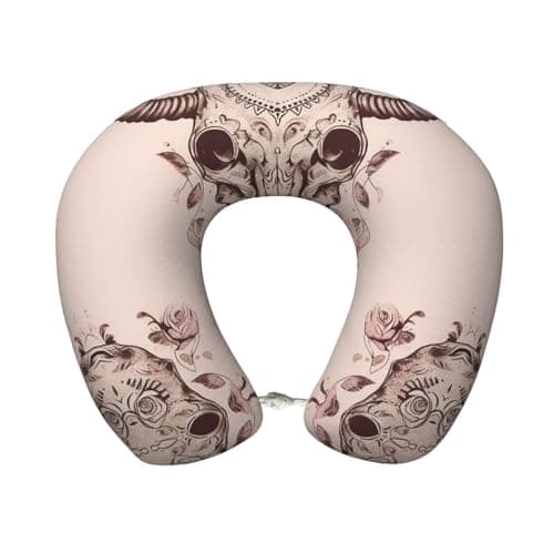DDTKLSNV Soft Cozy Travel Pillow Neck Rest Bull Skull Tribalv Memory Foam Neck Pillow Head Support Soft Pillow for Airplanes Cars Home Office