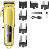 EOYLMIRL Mens Hair Clippers Clipper Trimmer for Men Cutting Machine Beard Profesional Cordless Haircut Rechargeable(Golden with Box)