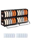 Beveetio Filament Storage Box 4-Pack, Stackable 3D Printer Filament Storage Container with Reinforced Metal Frame, Visible Window and 10 Desiccant Packs, Holds up to 24 Rolls for Workshop & Studio