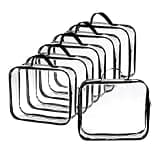 Fasmov 6 Pack Large Clear Travel Packing Cube, See-Through PVC Organizer, Vinyl Zippered Storage Bags Multipurpose Pouch with Handle for Suitcase Pants, Cashmere, Sweaters Shirts Dress Storage