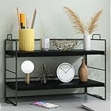 PAUANI Small Desktop Bookshelf, Desktop Shelf Organizer, Multipurpose Countertop Hutch Bookshelf, Desktops Organiser Desk Storage Display Stand, for Office Bedroom Kitchen Bathroom(B)