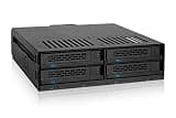 ICY DOCK ExpressCage MB324SP-1B 4 Bay 2.5” SATA/SAS HDD SSD Hot-Swap Mobile Rack Enclosure with Tool-Less SSD Mounting Tray for 5.25” Drive Bay (4 x SATA 7pin)