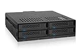 ICY DOCK ExpressCage MB324SP-1B 4 Bay 2.5” SATA/SAS HDD SSD Hot-Swap Mobile Rack Enclosure with Tool-Less SSD Mounting Tray for 5.25” Drive Bay (4 x SATA 7pin)