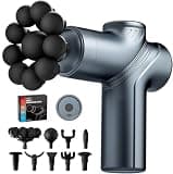 LEERCON Massage Gun Deep Tissue, Back Massager for Pain Relief, Silent Mini Muscle Massager with 9 Massages Heads Birthday Gifts for Men Women Dad Him (Blue)