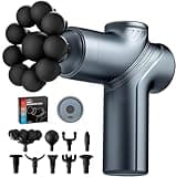 LEERCON Massage Gun Deep Tissue, Back Massager for Pain Relief, Silent Mini Muscle Massager with 9 Massages Heads Birthday Gifts for Men Women Dad Him (Blue)