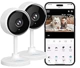 litokam Indoor Cameras for Home Security with Night Vision, Pet Camera with Phone App, WiFi Home Security Camara, Baby Monitor Work with Alexa, Motion Detection, 2 Pack, 2K