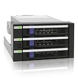 ICY DOCK 3 Bay 2.5”/ 3.5in SATA/SAS Hard Drive SSD Hot Swap Backplane Enclosure in 2X 5.25 Bay | FatCage MB153SP-B