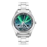 FodPand Analog Men Stainless Steel Band Watch Big Face Silver Wristwatch