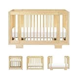 Babyletto Yuzu Convertible All-Stages® Bassinet, Midi, Full-Size Crib in Natural, Greenguard Gold Certified, Portable & Adjustable with Conversion Kits and Pads Included