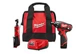 Milwaukee M12 12-Volt Lithium-Ion Cordless 3/8 in. Ratchet and Screwdriver Combo Kit (2-Tool) with Battery, Charger, Tool Bag