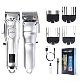 2 Pack Cordless Hair Clippers for Men with LCD Display USB Rechargeable Hair Trimmer with 4 Guide Combs 7000RPM Quiet Electric Clippers for Home Use
