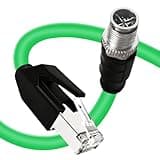 GEOAOBLE 9.9FT M12 X Code 8 Pin Male to RJ45 Industrial Ethernet Cable High Flexible Shielded CAT6A Ethernet Cable for Industrial Camera Network Application 3M