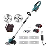 gibxiyza 9 Inch 21V Cordless Weed Wacker Electric Weed Eater, 3-in-1 Brush Cutter Mower with Telescopic Rod & 2x2.0Ah Batteries, Rechargeable Handheld Grass Trimmer for Garden Yard US