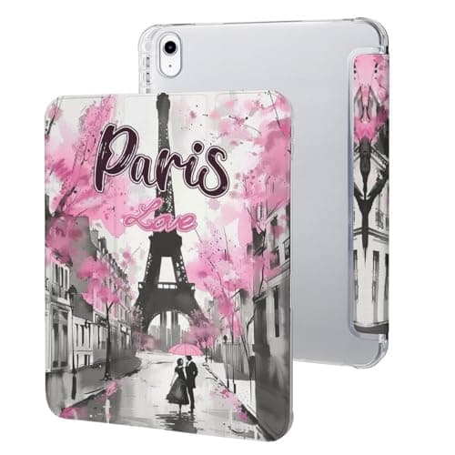 NEAINCIE Eiffel Tower Paris Romantic Street Case for Air 1/2 9.7Inch Case iPad Pro/Air 3 10.5inch Case iPad 10th Gen Case with Pencil Holder Auto Wake Sleep Cover