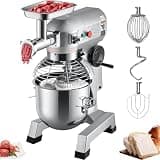 Electric Food Mixer, 1100W Kitchen Mixer with Stainless Steel Bowl, 3 Speeds, Dough Hook, Whisk Beater, and Meat Grinder - Ideal for Bakery and Pizzeria