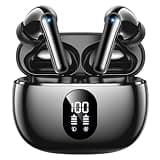 Wireless Earbuds Deep Bass Sound Ear Buds, Bluetooth 5.3 Headphones 48H Playtime, LED Display Earphones with Mic, IPX7 Waterproof Lightweight in-Ear Buds, Touch Control for iPhone TV Laptop Black