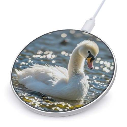 Cute Little Swan Wireless Charger with USB Cable,Aluminum Alloy Frame 10W Max Compatible Fast Wireless Charging Pad- 3.2ft Cable Included for Travel Home Office Desk