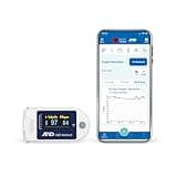 A&D Medical Fingertip Pulse Oximeter Bluetooth UP-200BLE – For Athletic & General Wellness Use. Tracks O2, SpO2, Pulse. Includes case, lanyard, batteries. iOS/Android compatible.