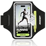 Kebrela Running Armband with Earphone Bag for iPhone 16/15/14 Max/Pro/Plus & Galaxy S20/S10, Touchscreen Compatible, Phone Holder for Running with Card Slot & Key Pockets, Fit Up to 6.9 Phone